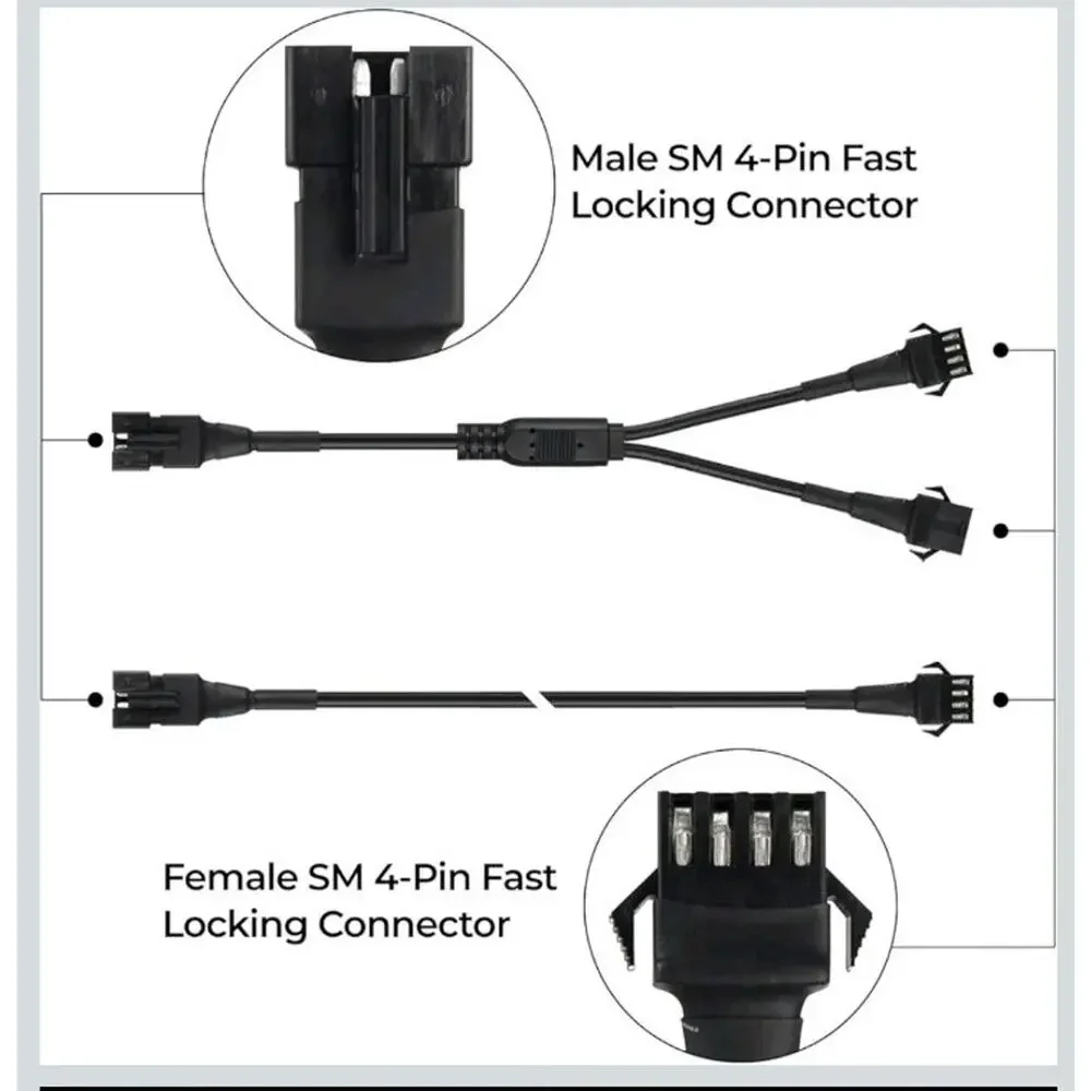 4pc 2-Ft Extension Cords & 3pc 2-Way Splitter for Underglow RGB LED Strip s33